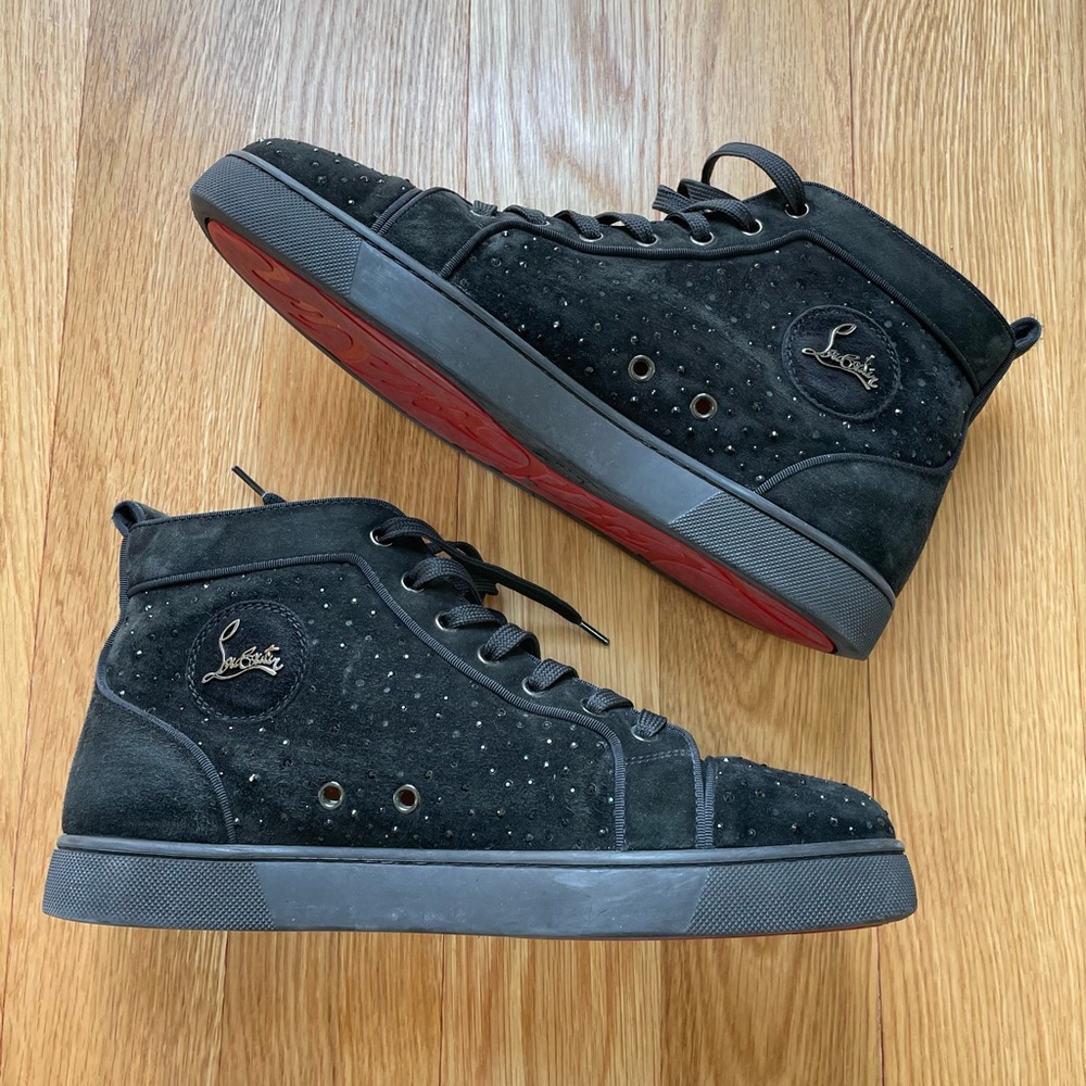 Christian Louboutin High Top Sneakers Red Bottom Swarovski Crystal Gem Size 9